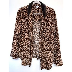 COPY - DKNY Womens Collared Buttoned PJ Top Fleece Lounge Pajamas Animal Leopar…